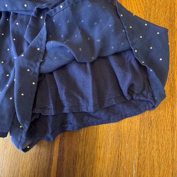 MAYORAL Ruffled Shorts Romper Girls 6 Navy Blue Gold Dot Playsuit Chiffon Jumper - Picture 5 of 9